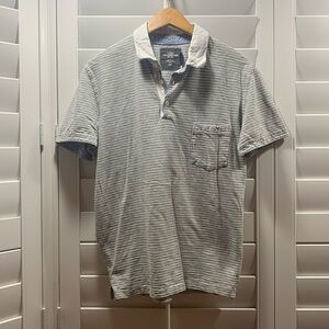 H&M L.O.G.G. Men’s Medium (Small) Gray & White Striped Polo Shirt